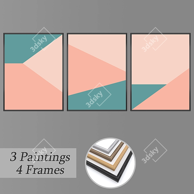 Elegant Wall Art Set with Various Frames 3D model image 1