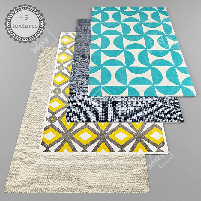 Modern Style Rug Set + 5 Texture Variations 3D model image 1