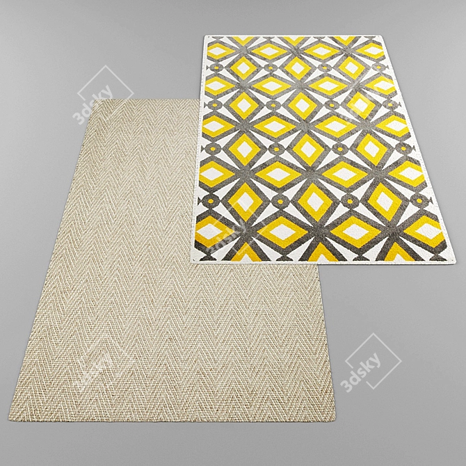 Modern Style Rug Set + 5 Texture Variations 3D model image 3