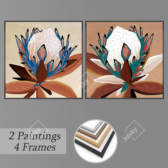 Modern Wall Art Set with Multiple Frames 3D model image 1