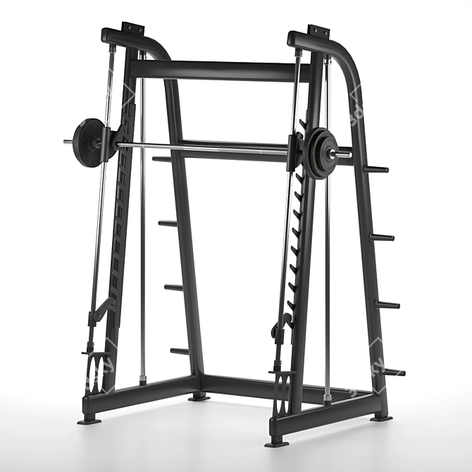 Versatile Smith Machine: Unrigged Gym Essential 3D model image 1