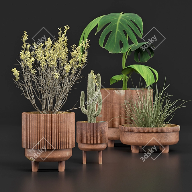 Elegant Floral Stand Bowl 3D model image 1