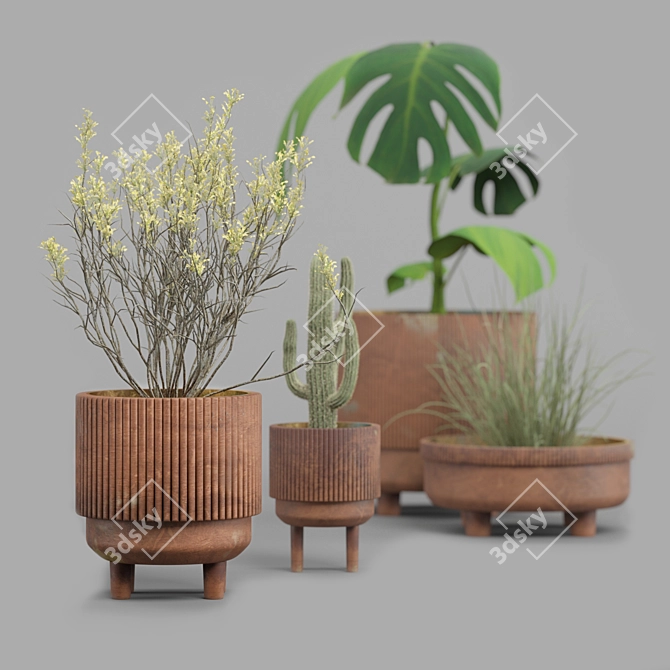 Elegant Floral Stand Bowl 3D model image 3