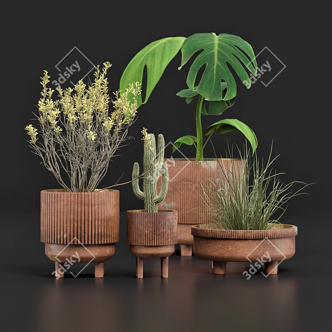 Elegant Floral Stand Bowl 3D model image 4