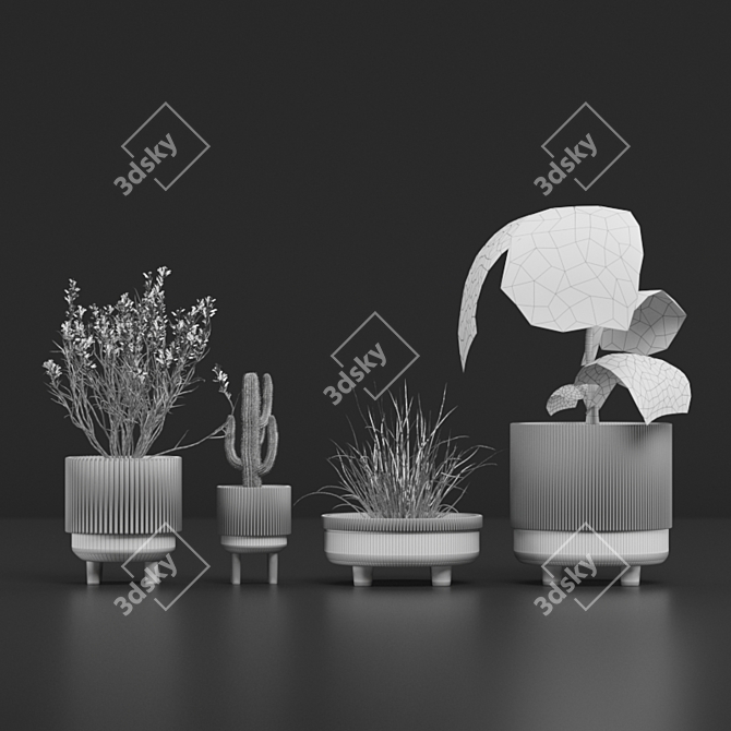 Elegant Floral Stand Bowl 3D model image 5