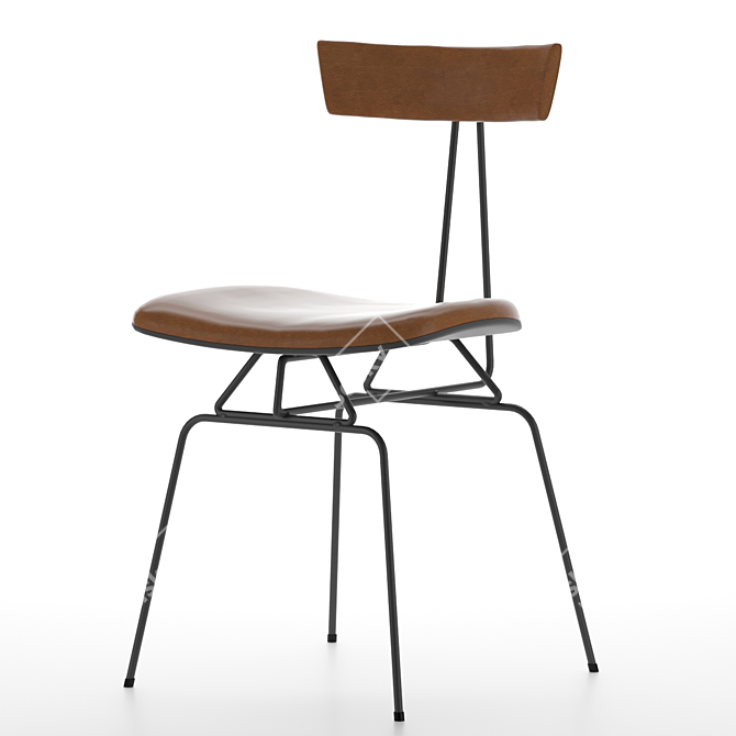 Modern Leather Metal Dining Chair 3D model image 1