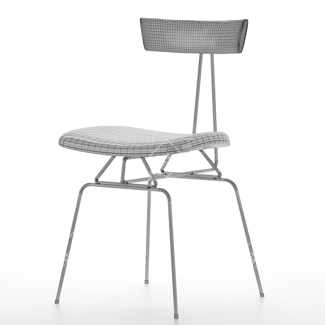 Modern Leather Metal Dining Chair 3D model image 2