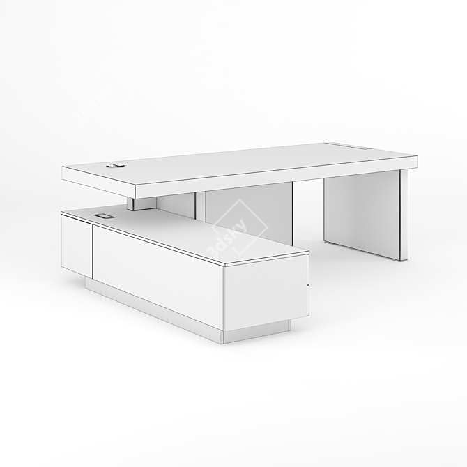 Elegant Executive Desk Set 3D model image 3