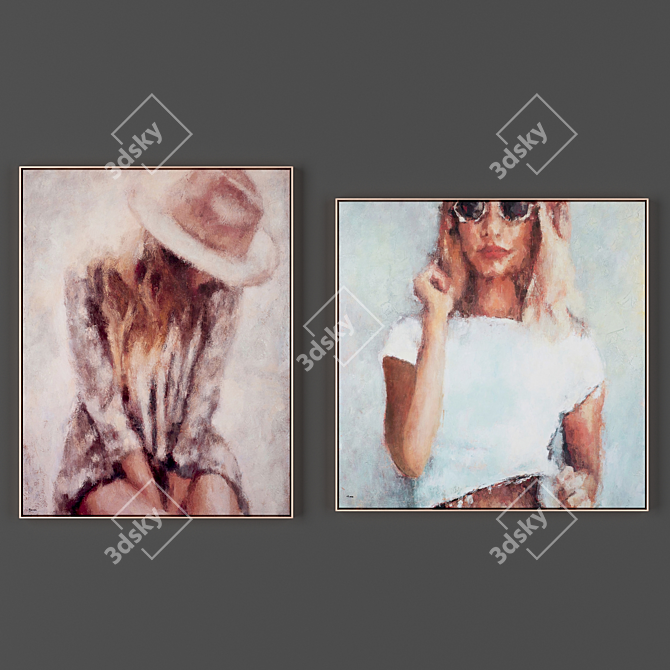 Dual Frame Painting Set (900x700 & 800x800 mm) 3D model image 1