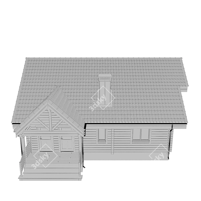Rustic Log Cabin 3D model image 4