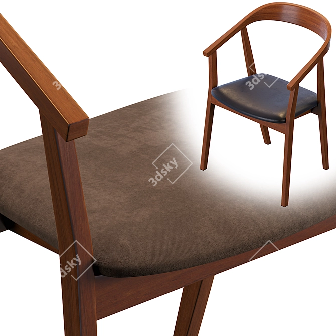 Sleek Black Eco-Leather John Chair 3D model image 2
