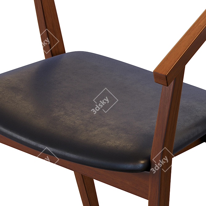 Sleek Black Eco-Leather John Chair 3D model image 4