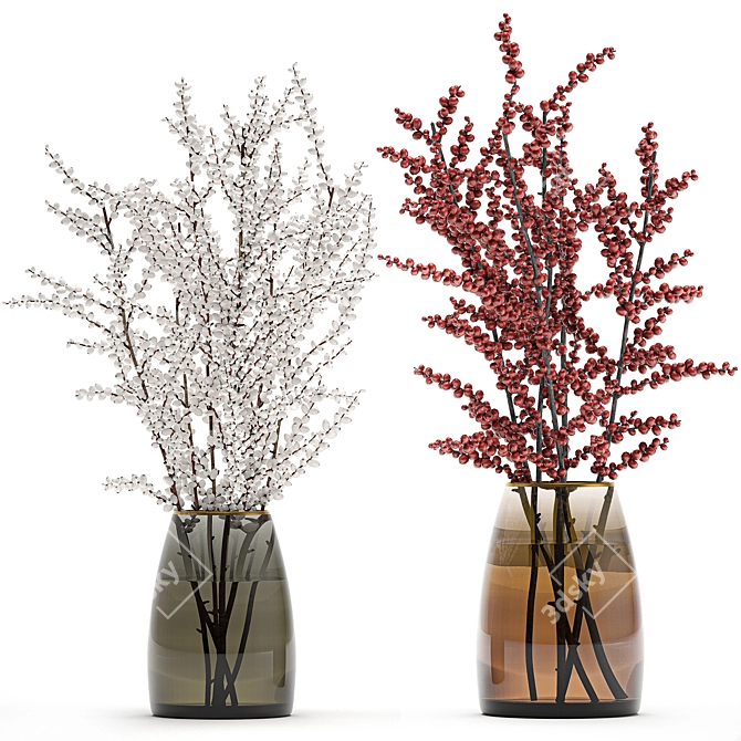 Berry Branches: Decorative Ensemble 3D model image 1