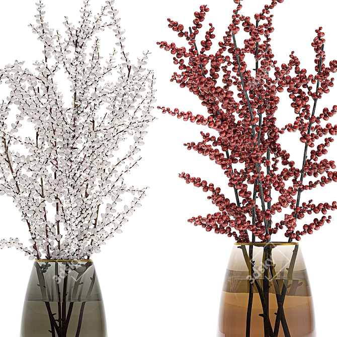 Berry Branches: Decorative Ensemble 3D model image 3