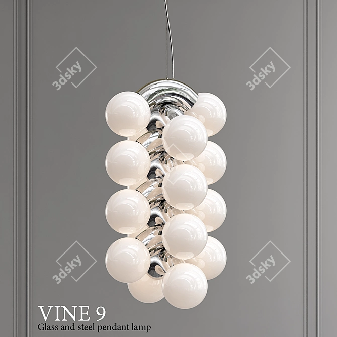 Elegant Glass & Steel Pendant 3D model image 1