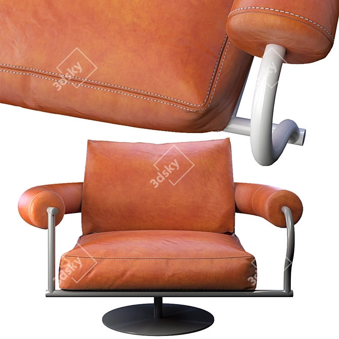 Modern Swivel Armchair: Sleek Design and Premium Materials 3D model image 2