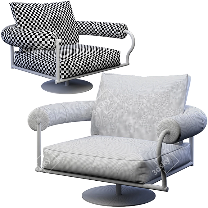Modern Swivel Armchair: Sleek Design and Premium Materials 3D model image 3