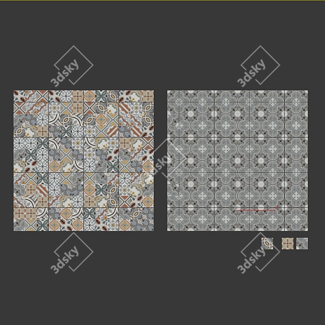 Porcelain Deco Tiles - D_SEGNI COLORE Collection 3D model image 4