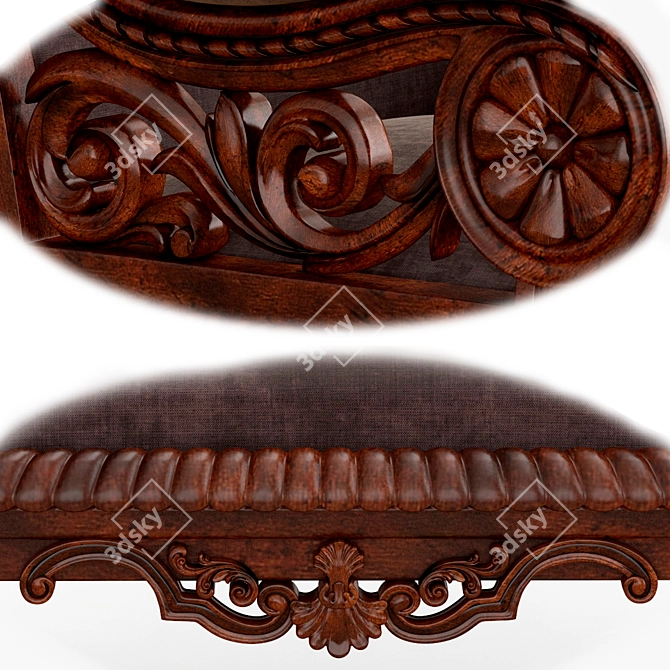 Antique Victorian Carved Armchair 3D model image 3