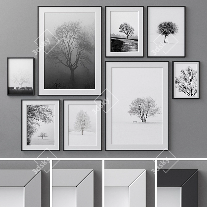 Multi-size Photo Frames Set: 4 Colors 3D model image 1