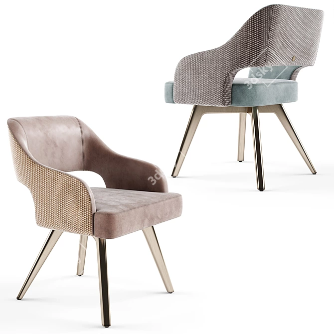 Elegant Adria Velvet Chair: Vintage-inspired Design, Quality Craftsmanship 3D model image 1