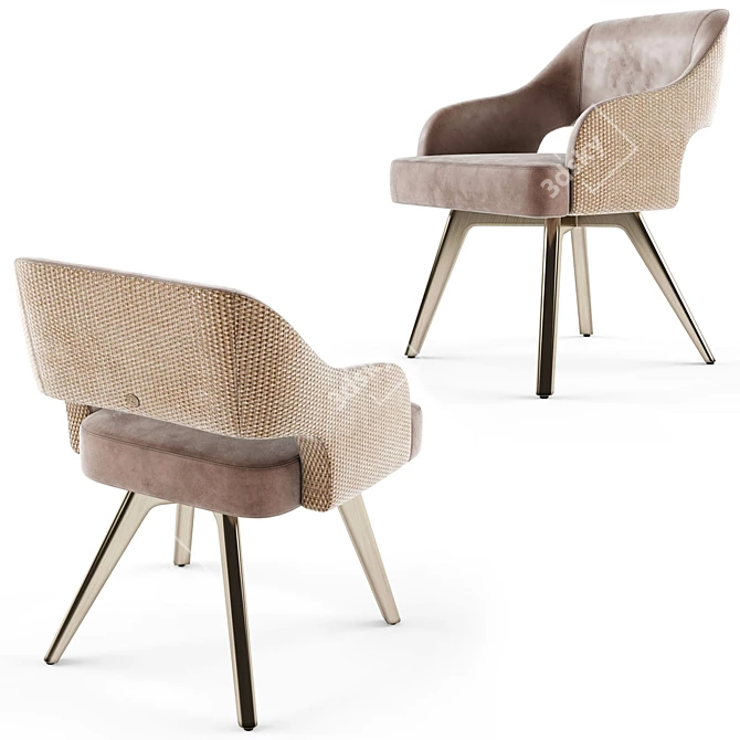 Elegant Adria Velvet Chair: Vintage-inspired Design, Quality Craftsmanship 3D model image 2