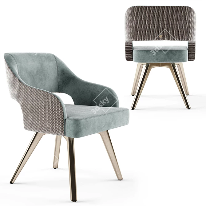 Elegant Adria Velvet Chair: Vintage-inspired Design, Quality Craftsmanship 3D model image 3