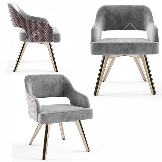 Elegant Adria Velvet Chair: Vintage-inspired Design, Quality Craftsmanship 3D model image 4