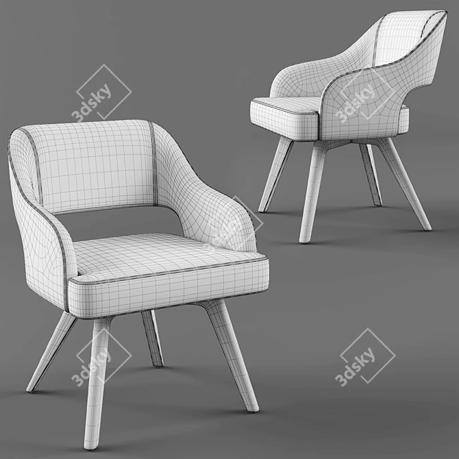 Elegant Adria Velvet Chair: Vintage-inspired Design, Quality Craftsmanship 3D model image 5