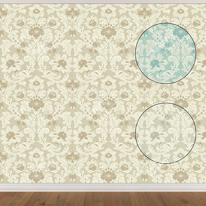 Seamless Wallpaper Set in 3 Colors 3D model image 1