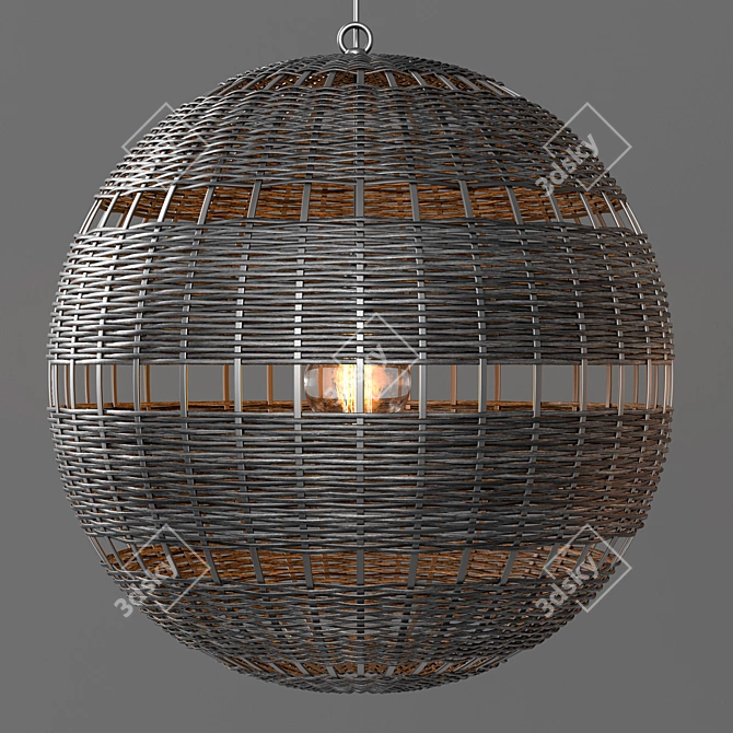 MONTAUK Rattan Pendant Lights: Handwoven Elegance 3D model image 2