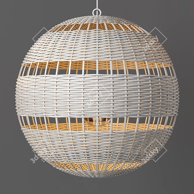 MONTAUK Rattan Pendant Lights: Handwoven Elegance 3D model image 3