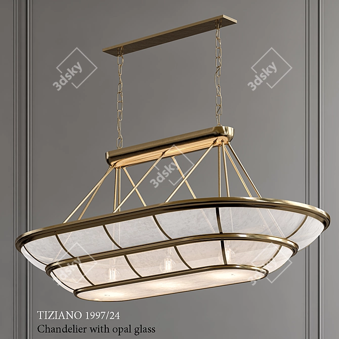 Tiziano Chandelier: Elegant Opal Glass Illumination 3D model image 1