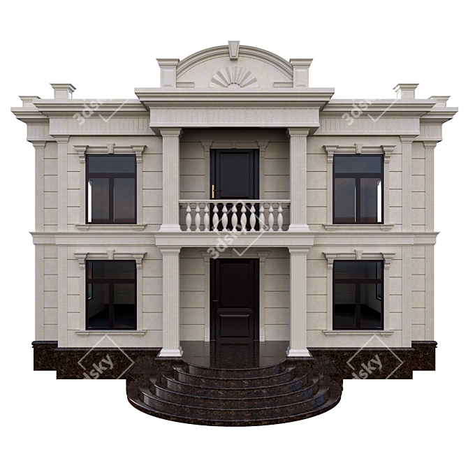 Classic Style 2-Story House 3D model image 1