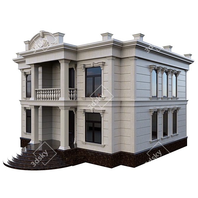 Classic Style 2-Story House 3D model image 2