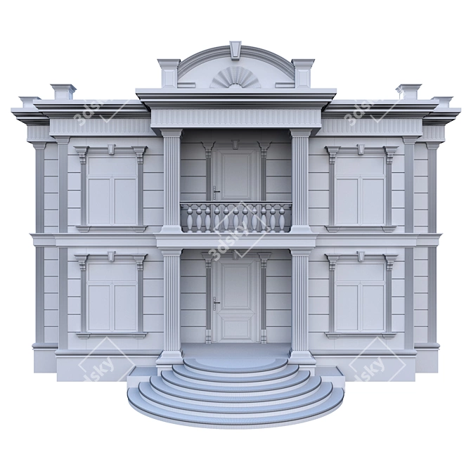 Classic Style 2-Story House 3D model image 3