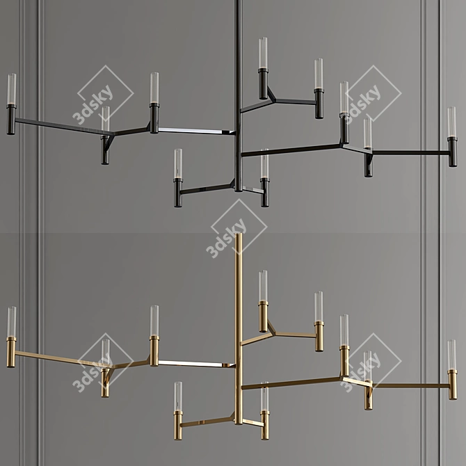 Root: LED Brass Pendant Chandelier 3D model image 1