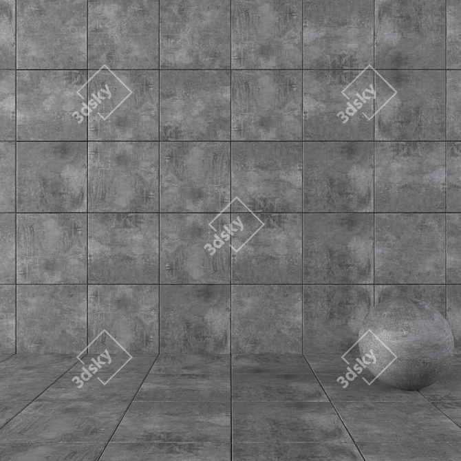 Boldly Black Concrete Wall Tiles 3D model image 1