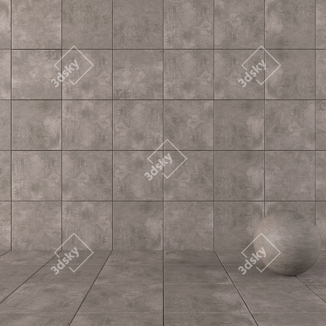 Ares Brown Concrete Wall Tiles 3D model image 1