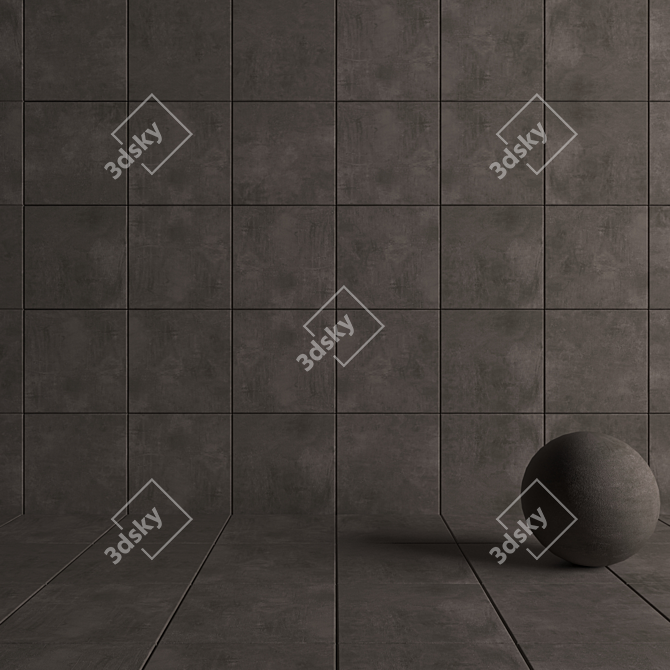 Ares Brown Concrete Wall Tiles 3D model image 4