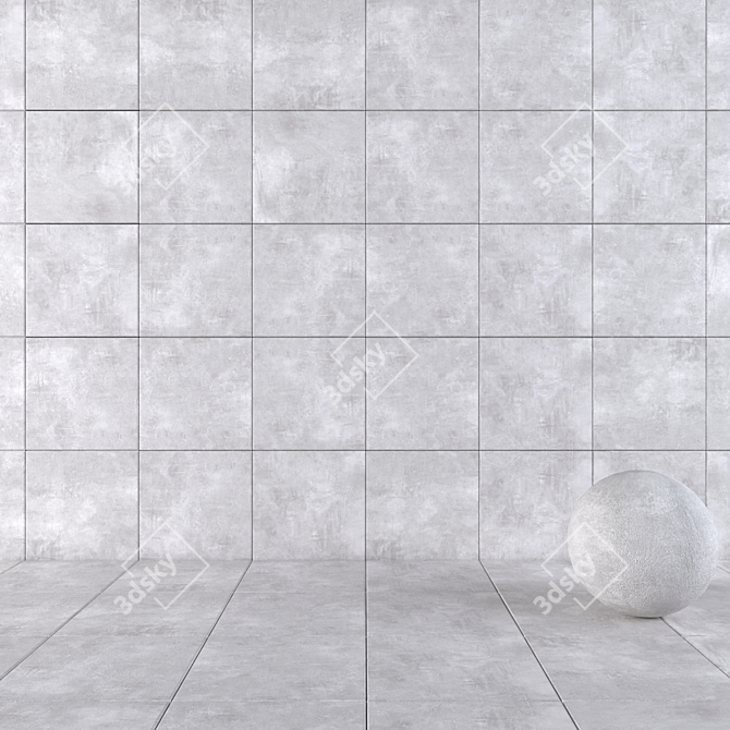 Modern Concrete Wall Tiles - Ares Gray 3D model image 1