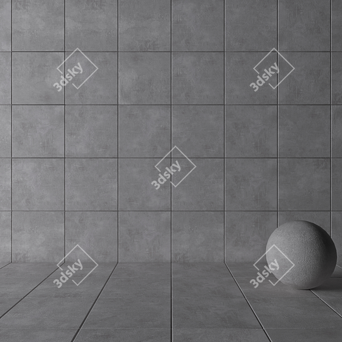 Modern Concrete Wall Tiles - Ares Gray 3D model image 3