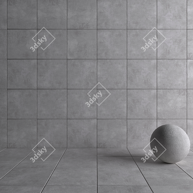Modern Concrete Wall Tiles - Ares Gray 3D model image 4