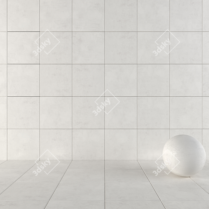 Elegant White Concrete Tiles 3D model image 1