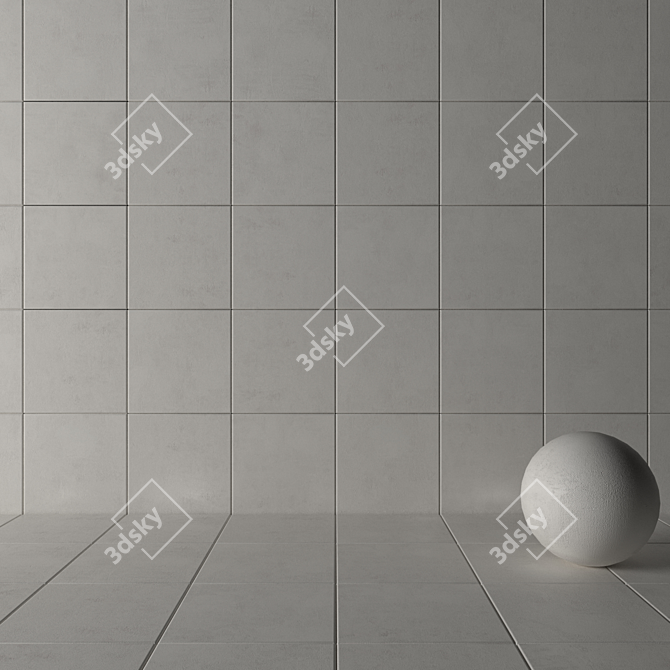 Elegant White Concrete Tiles 3D model image 3