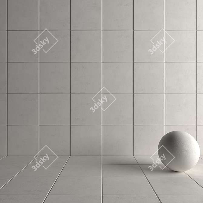 Elegant White Concrete Tiles 3D model image 4