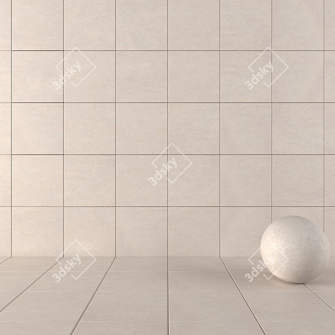 Modern Beige Concrete Wall Tiles 3D model image 1