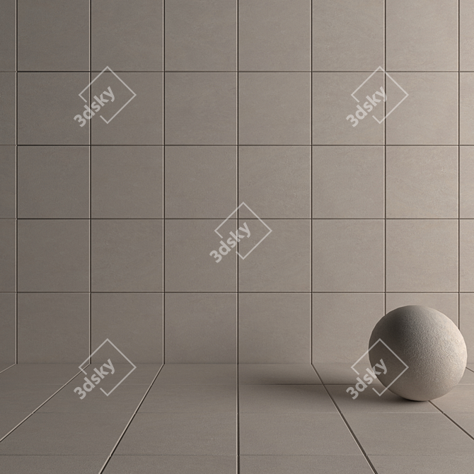 Modern Beige Concrete Wall Tiles 3D model image 4