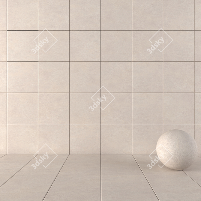 Basalt Beige Concrete Wall Tiles 3D model image 1