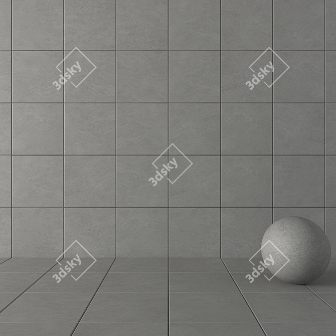 Basalt Fume Concrete Wall Tiles 3D model image 1